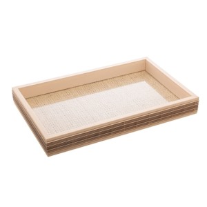 13879 BANDEJA DE MADEIRA COM SISAL E BAMBU BEGE 45X30X4CM