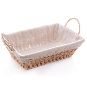 61517 CESTA C/ALCA EM PAPEL RETANGULAR C/FORRO EM TECIDO 29X19X12CM