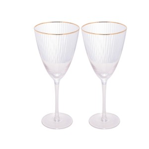 29129 CONJ 2 TACAS P/VINHO C/BORDA DOURADA LINES 400ML