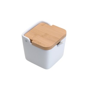 8475 SALEIRO DE MESA 280ML C/TAMPA DE BAMBU E COLHER BIANCO 10X10,5X10CM