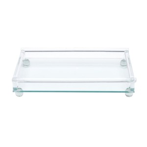 25905 BANDEJA DECORATIVA VIDRO C/PE RETANGULAR 33X20X6CM