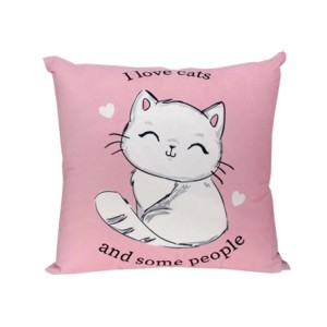 10064807 ALMOFADA FIBRA VELUDO 40X40CM I LOVE CATS