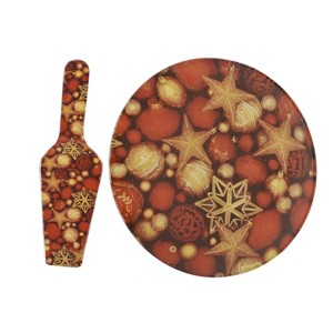 001-186 PRATO PARA BOLO COM ESPATULA 30X30CM