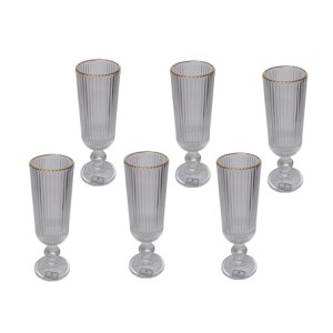 29644 JOGO DE 6 TACAS PARA CHAMPANHE CAMERATTA COM BORDA DOURADA 160ML