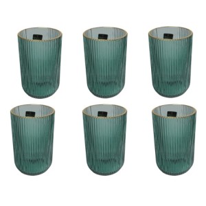 29639 JOGO DE 6 COPOS CAMERATTA COM BORDA DOURADA 425ML VERDE