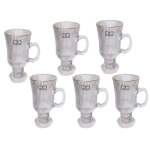 29637 JOGO DE 6 XICARAS IRISH COFFEE CAMERATTA COM BORDA DOURADA 230ML