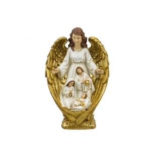 AS351583-1 PRESEPIO SAGRADA FAMILIA ENVOLTO ANJO DA GUARDA 22,5CM
