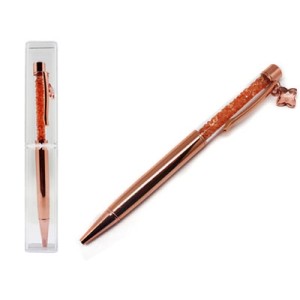 1834B CANETA ESFERO C/GLITER E PINGENTE ROSE