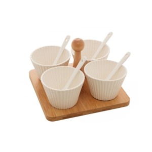 17935 CONJ 4 MOLHEIRAS COM SUPORTE E COLHER 16X16X13CM