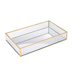 5634 BANDEJA DE METAL COM ESPELHO DOURADA 20X30X4CM