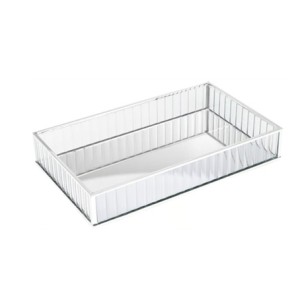 5713 BANDEJA DE METAL COM ESPELHO PRATEADA 25X15X4CM