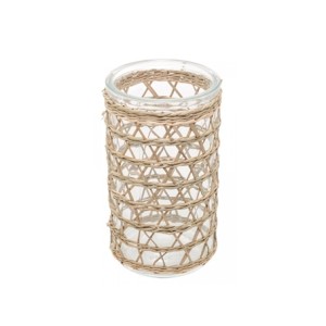 29281 VASO DE VIDRO E FIBRA NATURAL 8,5X15,5CM