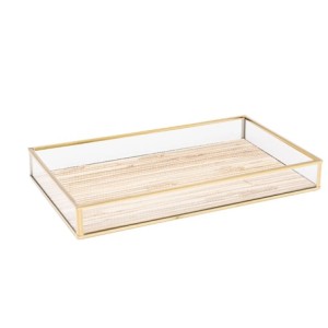 5630 BANDEJA DE METAL DOURADA COM PALHA 20X30X3CM