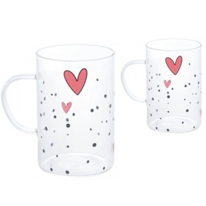 29268 CONJ 2 CANECAS DE VIDRO RESISTENTE A CALOR HEART 280ML