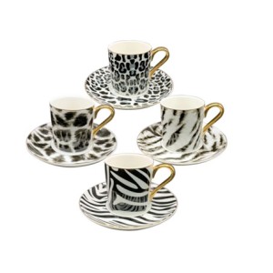 29193 JOGO 8 PECAS PARA CAFE ARETHA EM NEW BONE CHINA COM BORDA DOURADA 100ML