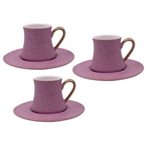 28059 JOGO 12 PECAS PARA CAFE GALET EM NEW BONE CHINA 80ML COR ROXA E DOURADA
