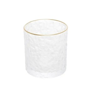 2867 COPO DE WHISKY DE CRISTAL DE CHUMBO MARTELADO COM FIO DE OURO PETRA 340ML