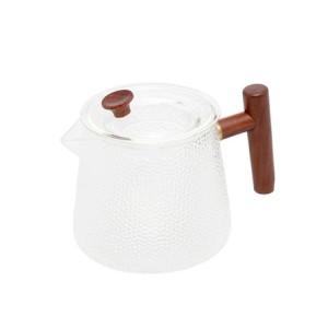 29354 CHALEIRA DE VIDRO BOROSSILICATO MARTELADO C/ALCA DE BAMBU 750ML