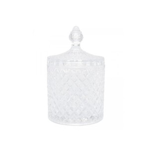 29582 POTICHE DECORATIVO DE CRISTAL COM TAMPA LITT 10,5X10,5X17,5CM