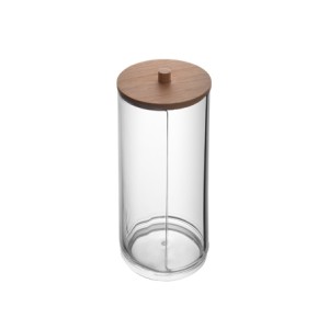 5992 PORTA ALGODAO COM TAMPA DE BAMBU MY BOX 7X7X18CM