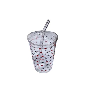 5963 COPO COM TAMPA E CANUDO LOVE 360ML