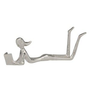 685-029 ESCULTURA MULHER C/LIVRO DEITADA DECORATIVA