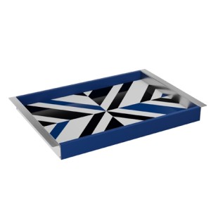 14027 BANDEJA DE MDF COM ALCA DE ACO INOX CHESHIRE 45X30X5CM