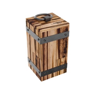 14036 POTE DE MADEIRA PINUS COM ALCA ARGOLA DE ACO INOX GRANNUS 19,5X10X10CM WOODART