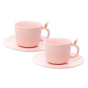18007 CONJ 2 XICARAS DE CHA DE CERAMICA COLIBRI COM PIRES ROSA 170ML