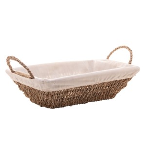 61593 CESTA RETANGULAR DE SISAL C/FORRO EM TECIDO E ALCA 35X20X12,5CM