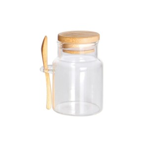 29970 PORTA MANTIMENTO COM TAMPA E COLHER EM BAMBU 150ML 6X6X9CM