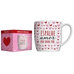 401151 CANECA PORCELANA EMOCOES 360 ML ESPALHE AMOR