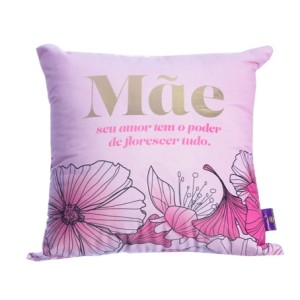 10065232 ALMOFADA FIBRA VELUDO 40X40CM MAE FLORAL