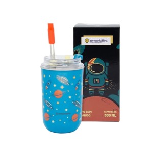 10025703 COPO NEO C/CANUDO 300ML ASTRONAUTA