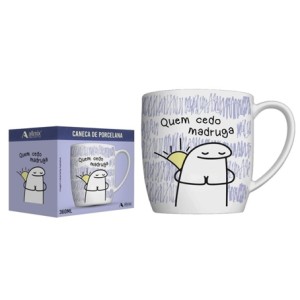 441197 CANECA PORCELANA FLORK 360ML QUEM CEDO MADRUGA