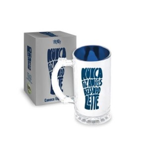 EM-154 CANECA ESPELHADA 500ML PARA CERVEJA NUNCA FIZ AMIGOS