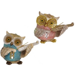 TCJA-19 CORUJA COM INSTRUMENTO MUSICAL 11X11CM DECORATIVA