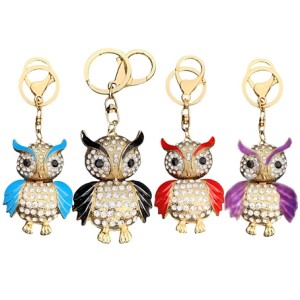 728-21 CHAVEIRO CORUJA COM STRASS 5X13CM