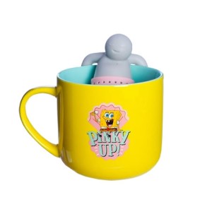 10025190 CANECA 350ML C/INFUSOR P/ CHA BOB ESPONJA PINKY UP