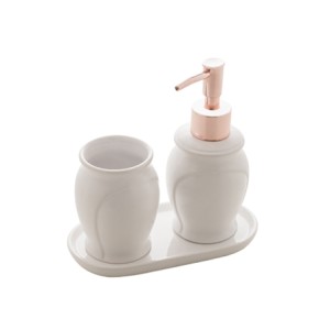 4500 CONJ 3PC P/BANHEIRO PARIS BRANCO E ROSE