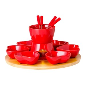 27974 APARELHO DE FONDUE PARA CHOCOLATE 14 PECAS 29,6X13CM VERMELHO