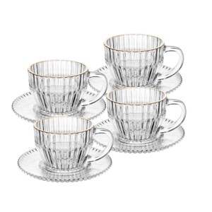 20844 CONJ 4 XICARAS DE CHA COM FIO DE OURO IMPERATRIZ 220ML