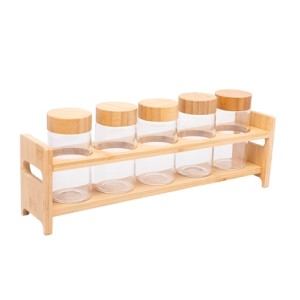 20533 CONJ 5 POTES C/TAMPA E SUPORTE DE BAMBU