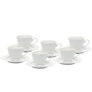 18069 C0NJ 6 XICARAS CAFE C/PIRES MALDIVAS BRANCO C/FIO DE OURO 80ML