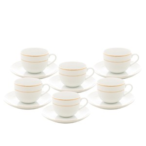 18084 CONJ 6 XICARAS DE CHA COM PIRES E FIO DE OURO MONACO BRANCO 220ML