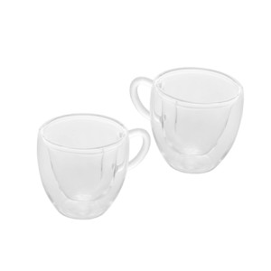 1374 CONJ 2 XICARAS P/CAFE DUPLA PAREDE RESISTENTE A CALOR HEART 80ML