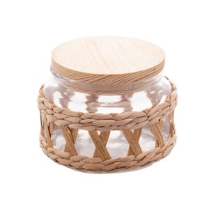29121 POTE C/TAMPA EM MADEIRA SISAL 350ML