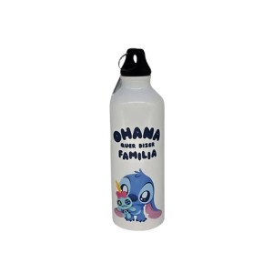 10073261 GARRAFA DE ALUMINIO BRANCA 500ML C/MOSQUETAO STITCH CUTE