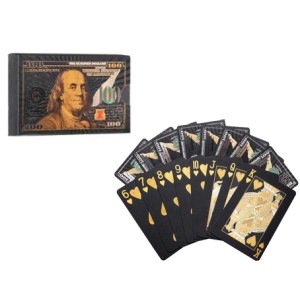 DL3521 JOGO BARALHO DOURADO/PRETO MODELO DOLAR