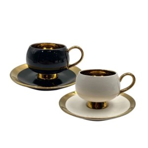 30340 JOGO 8 PCAS 200ML PARA CHA THARI NEW BONE CHINA COM BORDA DOURADA